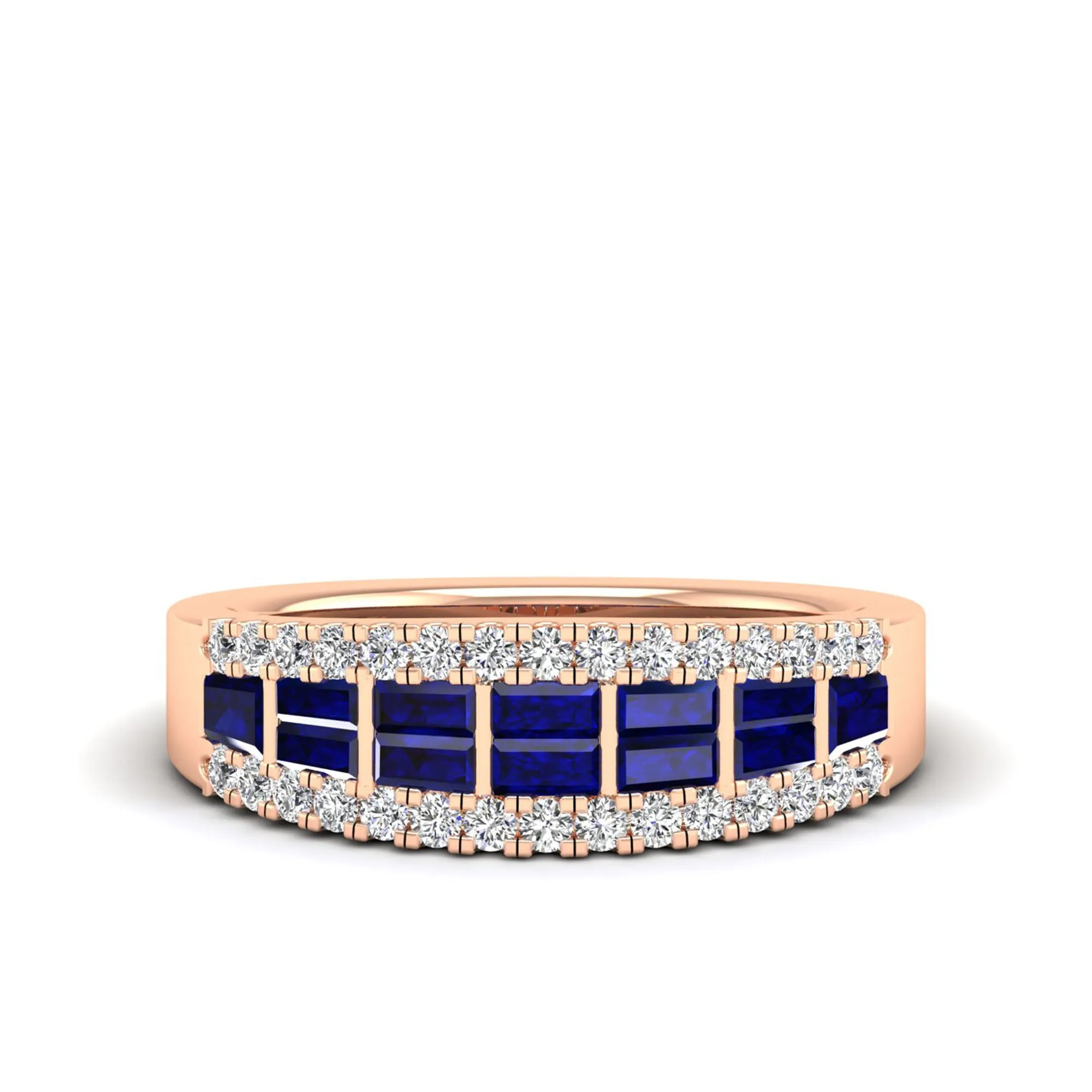 Baguette Sapphire and Diamond Band