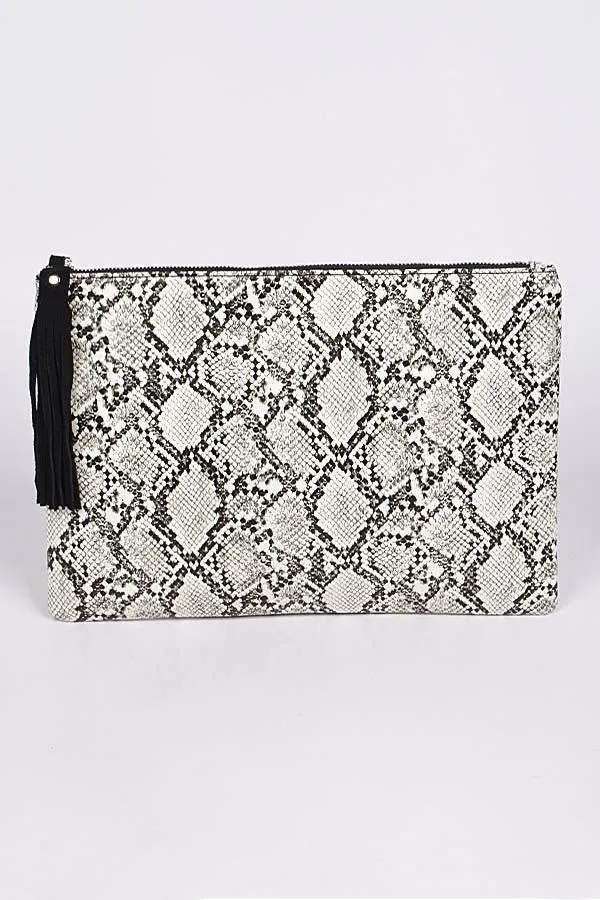 Black & White Snakeskin Clutch