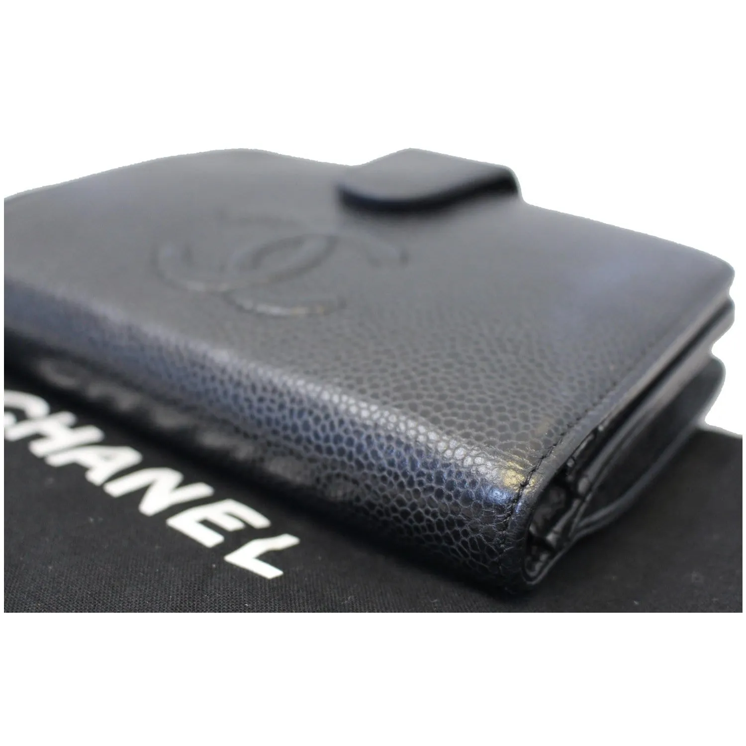 CHANEL CC Caviar Leather Bifold Wallet Black