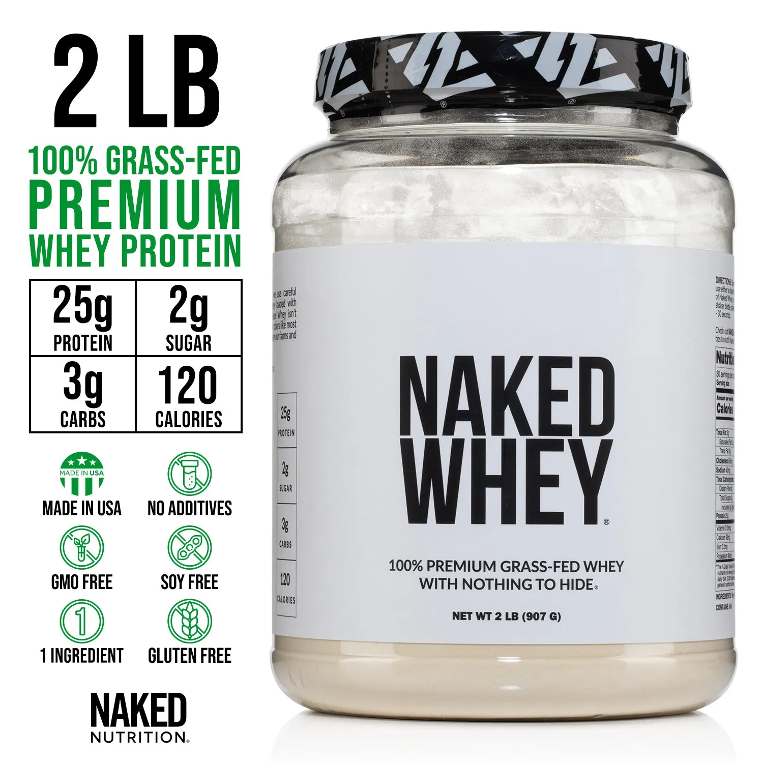 Grass Fed Whey Protein Powder | Naked Whey - 2lb