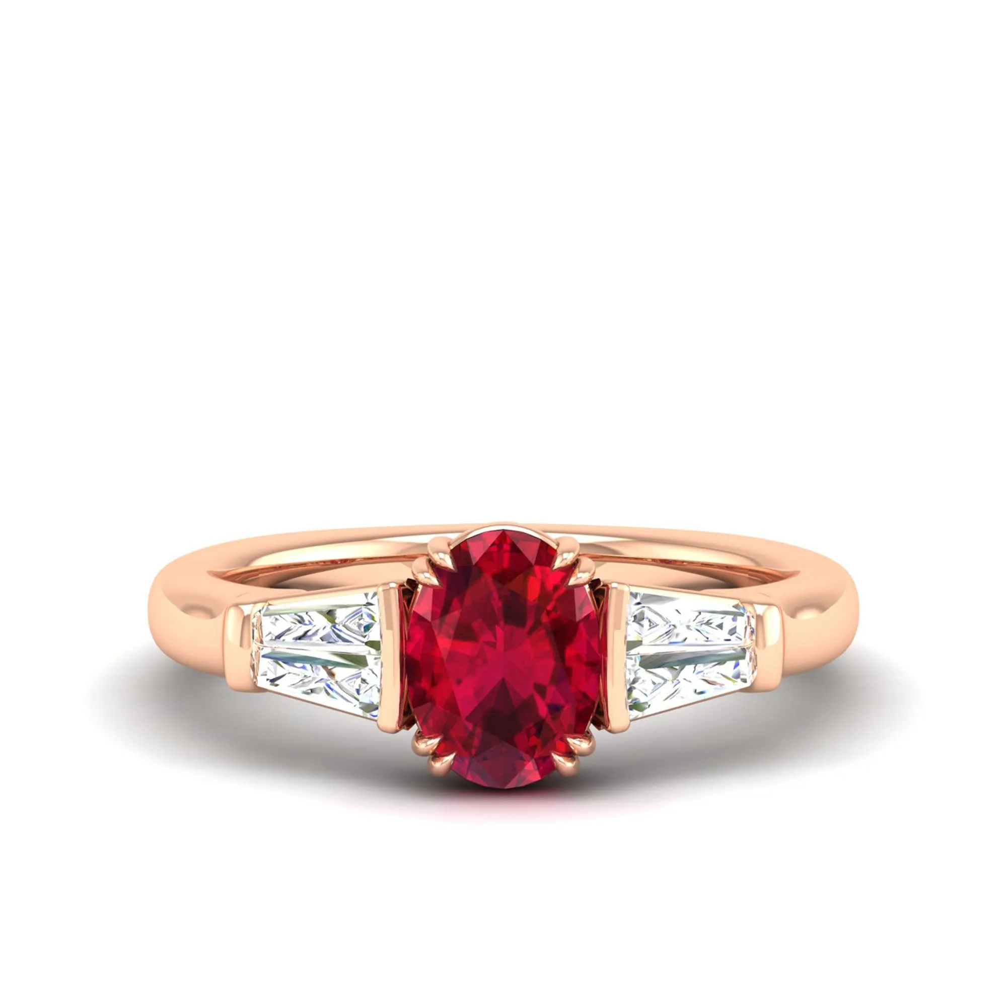 Ruby and Tapered Baguette Diamond Ring