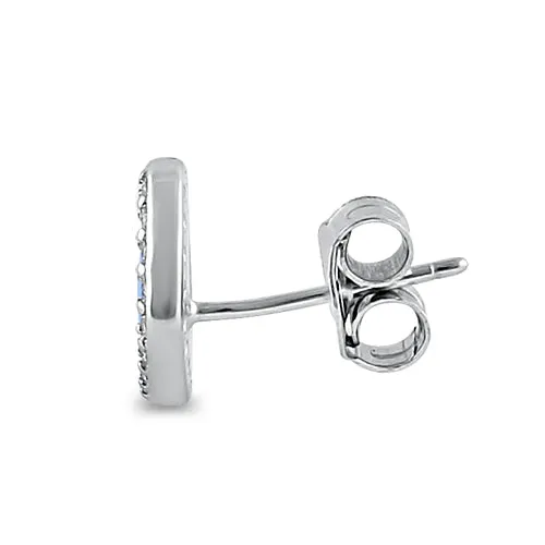 Sterling Silver Blue Lab Opal & Clear CZ Offset Stud Earrings